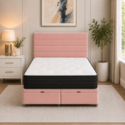 Ottoman Bed Small Double Horizon Plush Pink front