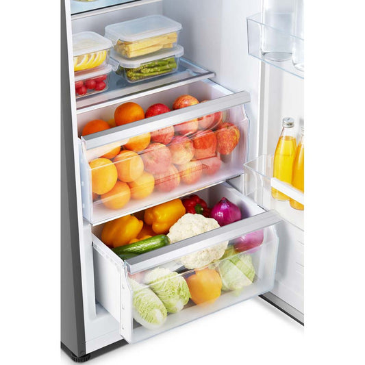 Teknix TH60TLBIX 370L Freestanding No Frost Tall Larder Fridge - Black Steel