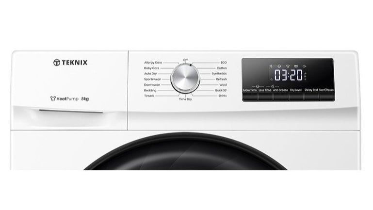 Teknix TKHP8HW 8kg Heatpump Dryer White