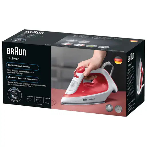 Braun SI1019RD TexStyle 1 Steam Iron Red/white