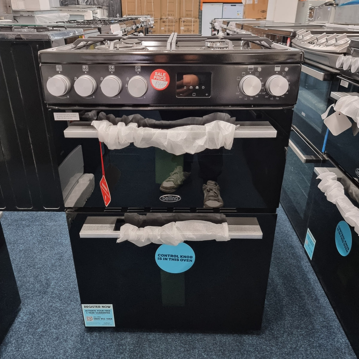 Belling FSA Vision 60DF BSS 60cm Freestanding Dual Fuel Cooker - Black & Silver Steel