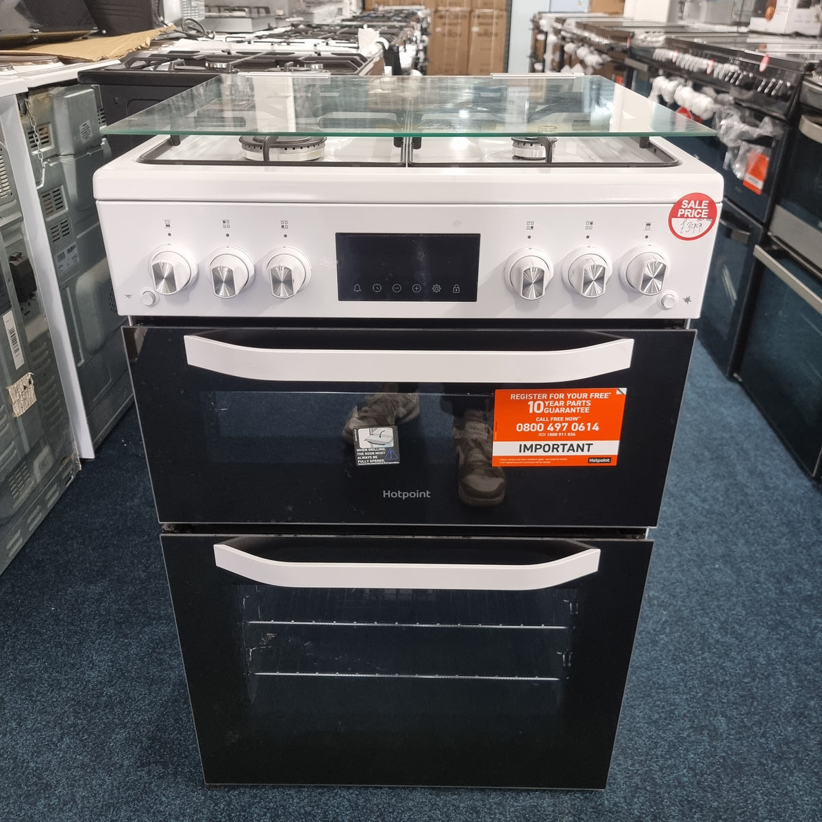 Hotpoint HTG6GDCW 60cm Freestanding Gas Cooker - White