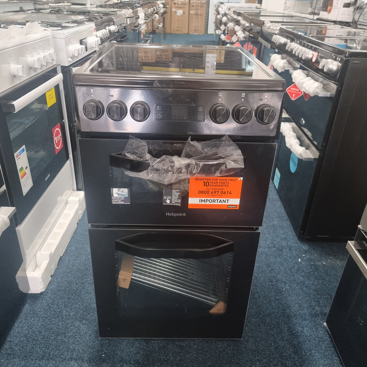Hotpoint Electric Double Oven Cooker HDE5VDCB 50cm - Black