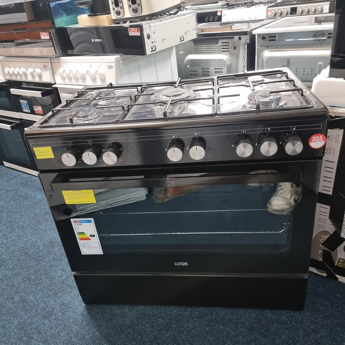 Logik 90cm Dual Fuel Range Cooker LFTG90B21 - Black