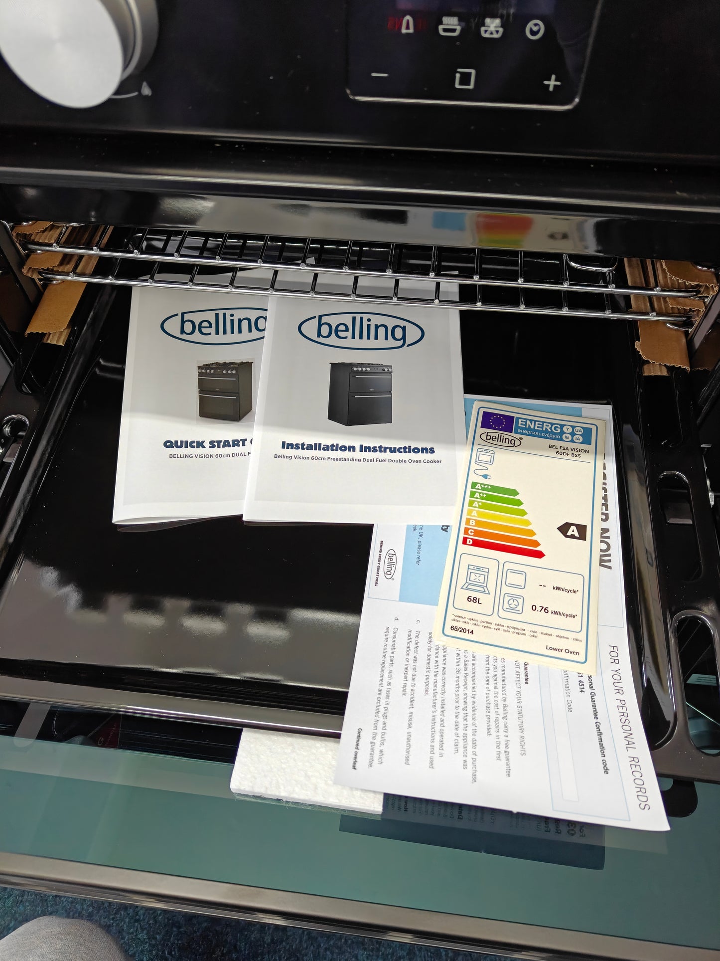 Belling Vision 60DF BSS Dual Fuel 60cm Cooker - Black & Silver