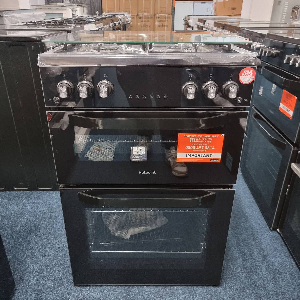 Hotpoint HDG6GDCB1 60cm Freestanding Gas Cooker - Black