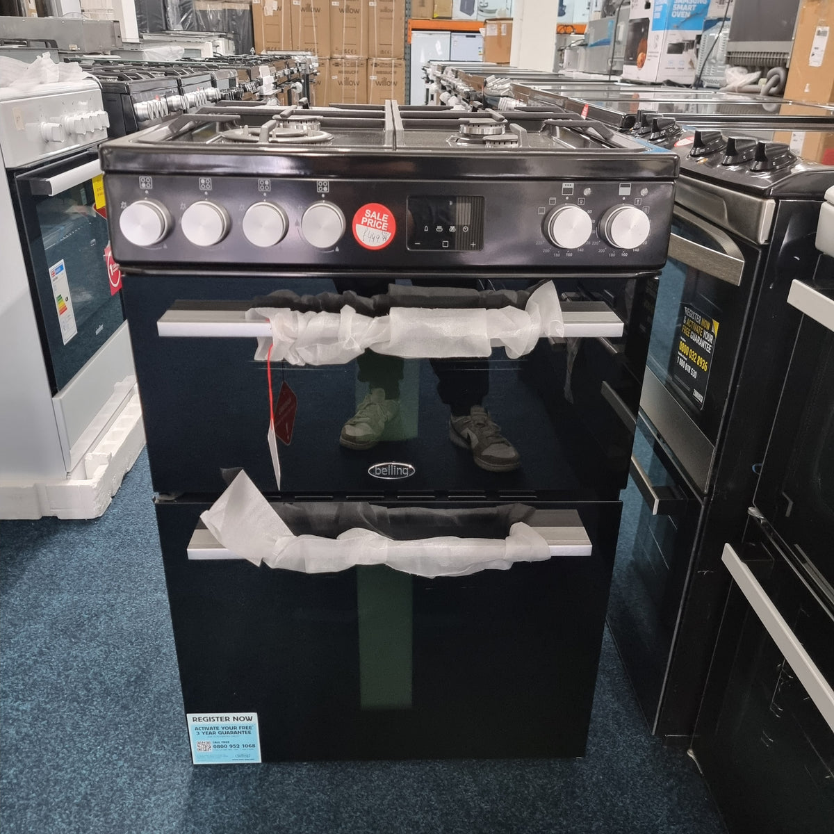 Belling FSA Vision 60DF BSS 60cm Freestanding Dual Fuel Cooker - Black & Silver Steel