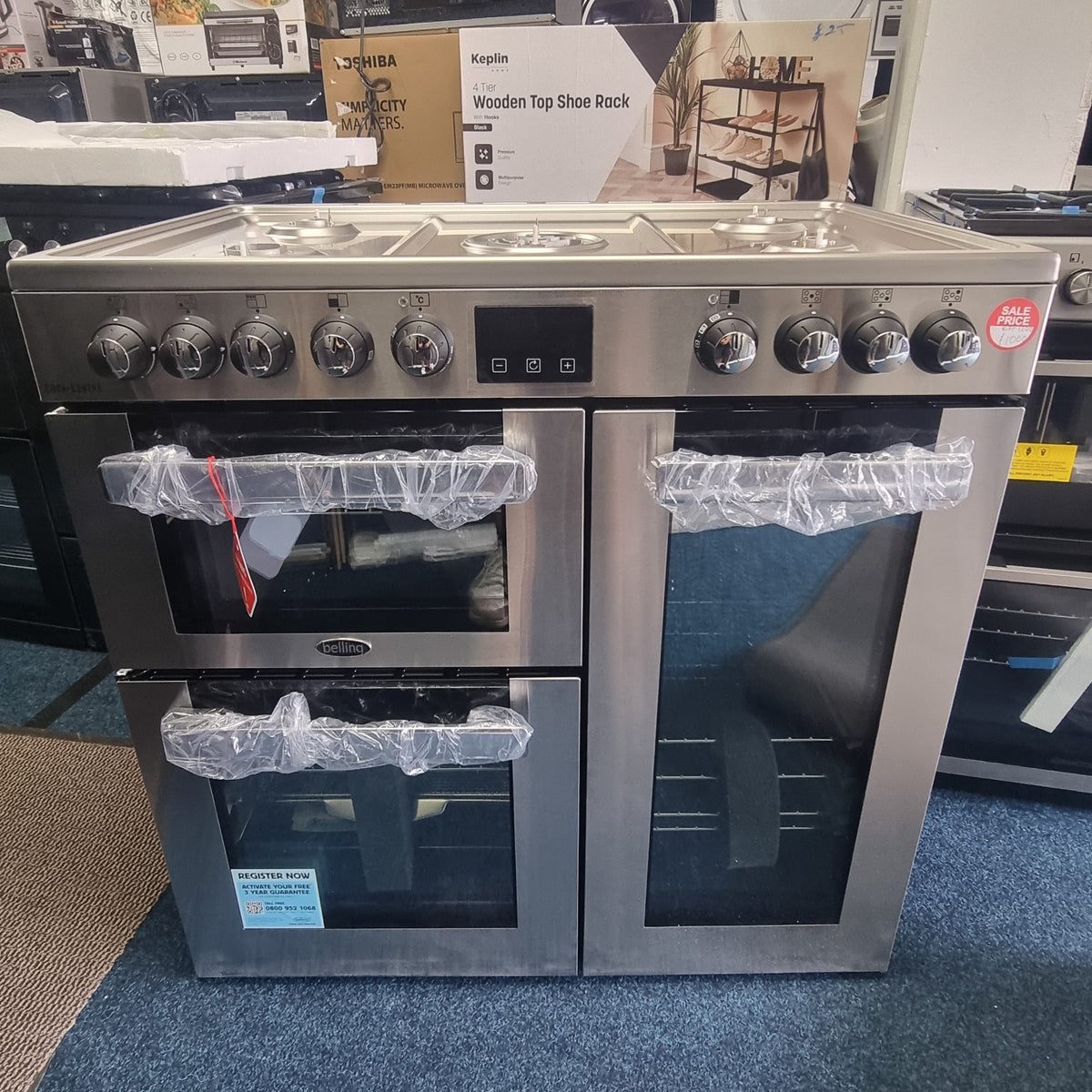 Belling CookCentre 90DF 90cm Dual Fuel Range Cooker - Stainless Steel