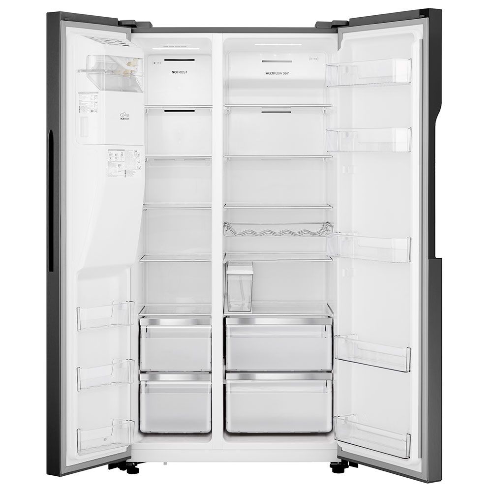 Teknix THSBS1791INBIX American Fridge Freezer Ice + Water Non-Plumb Black Steel