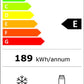 Energy label for Willow WFF157B fridge freezer with 48L freezer and 109L fridge capacity, rated E.