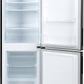 Interior view of the Willow WFF157B freestanding fridge freezer with glass shelves and freezer drawers.