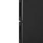 Close-up of the sleek black door design of the Willow WFF157B fridge freezer, showcasing the handles.