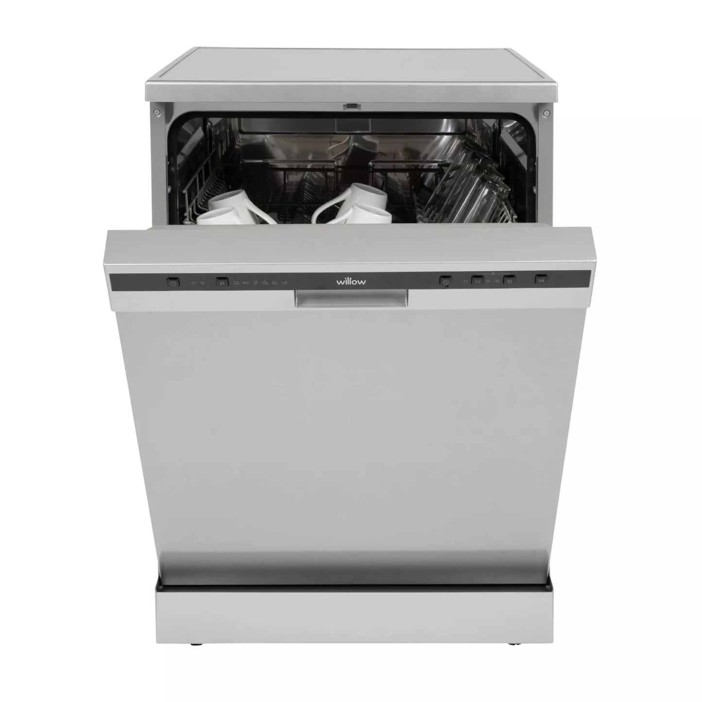 Willow WDW1260X 60cm Freestanding Dishwasher with Half Load Function, 13 Place Settings, Delay Start, Child Lock - Inox