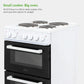 Willow Freestanding Electric Cooker, 50cm Wide Twin Cavity Solid 4 Plate Hob WE50TSW
